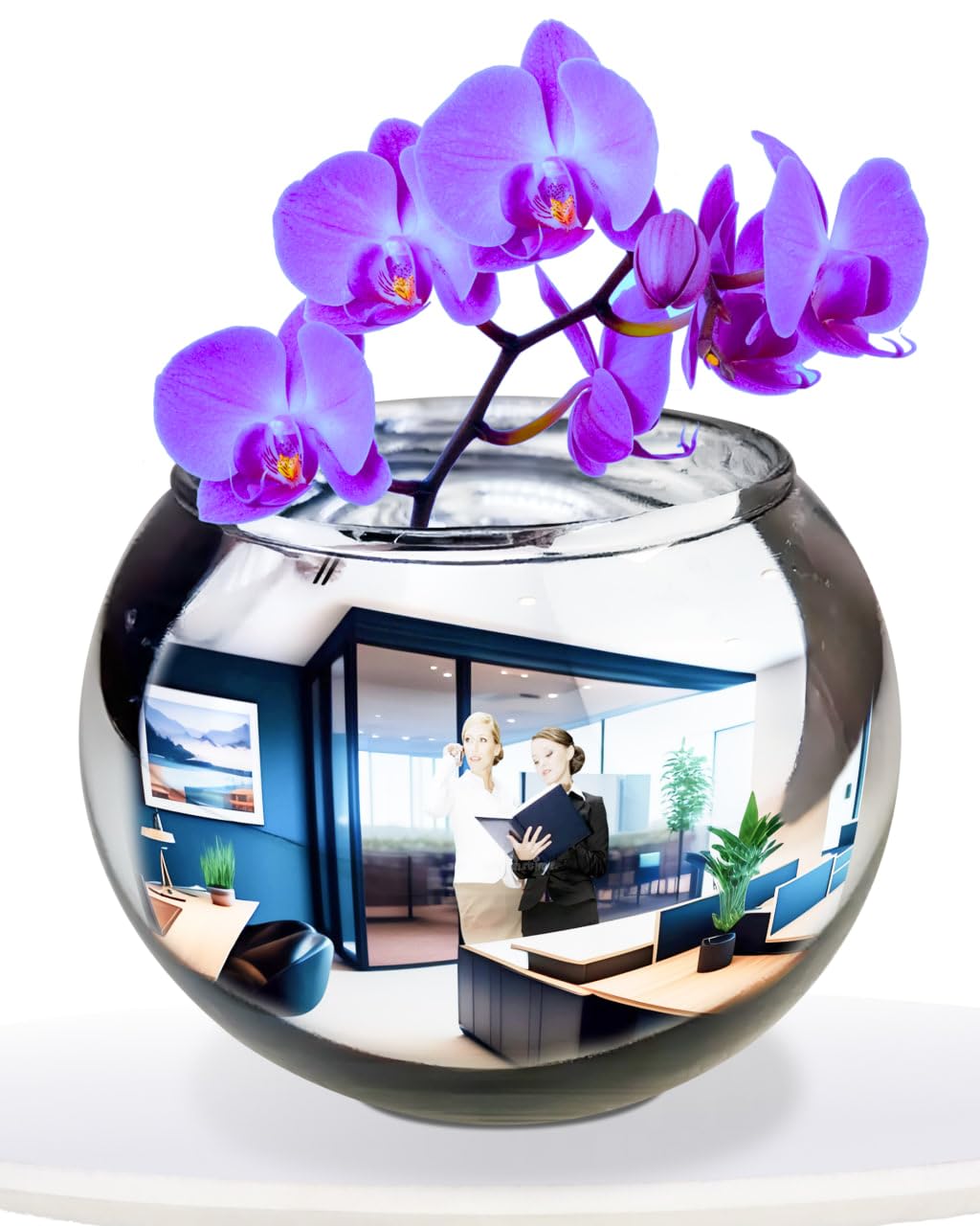 Skywin Convex Mirror Vase Silver Cubicle Decorations - 6 Inch Multipurpose Desk Mirror To See Behind You - Aesthetic Office Cubi