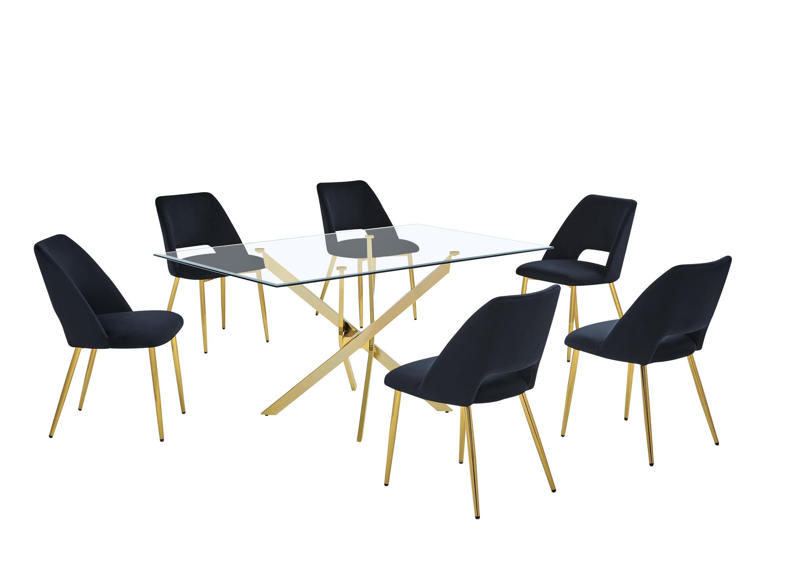 Best Quality Furniture D234-Sc226/7/8/9 Dining Set, 7-Piece, Black