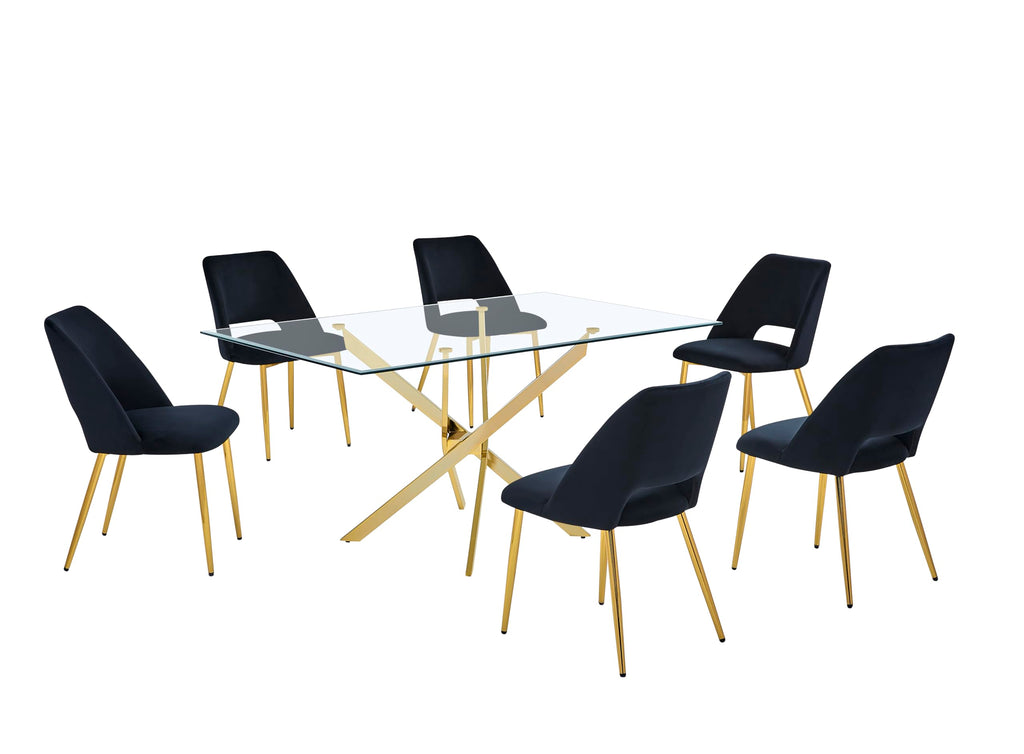 Best Quality Furniture D234-Sc226/7/8/9 Dining Set, 7-Piece, Black