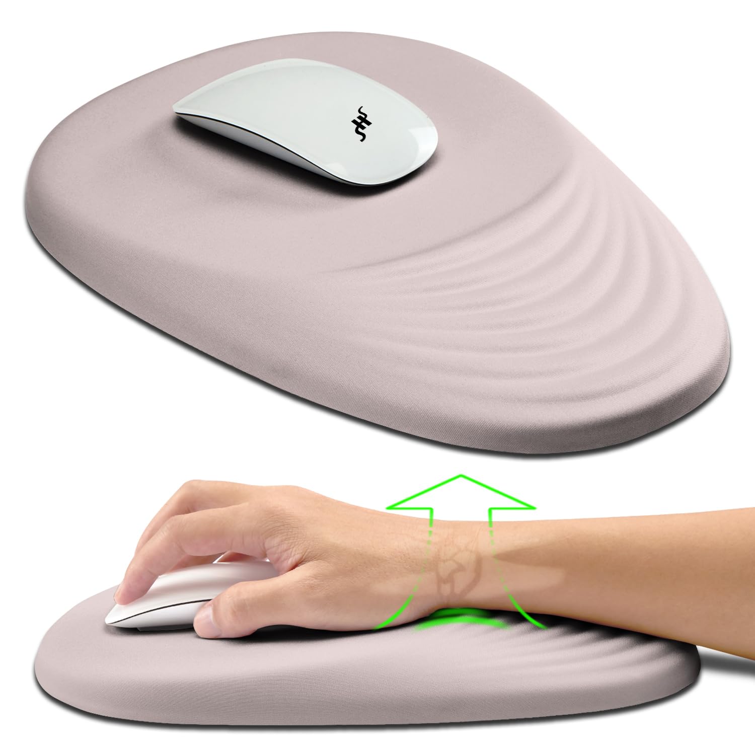 Hokafenle Ergonomic Mouse Pad Wrist Support, Terraced Slope Carpal Tunnel Wrist Pad For Mouse With Unibody Memory Foam, Wrist Re