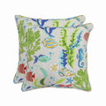 Pillow Perfect Outdoor/Indoor Throw Pillows, Accent - 16.5' X 16.5', Blue Coral Bay 2 Count