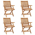 vidaXL 4X Solid Teak Wood Folding Patio Chairs Garden Outdoor Balcony Backyard Terrace Lounge Dinner Dining Seating Wooden Yard Home Furniture