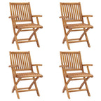 vidaXL 4X Solid Teak Wood Folding Patio Chairs Garden Outdoor Balcony Backyard Terrace Lounge Dinner Dining Seating Wooden Yard Home Furniture
