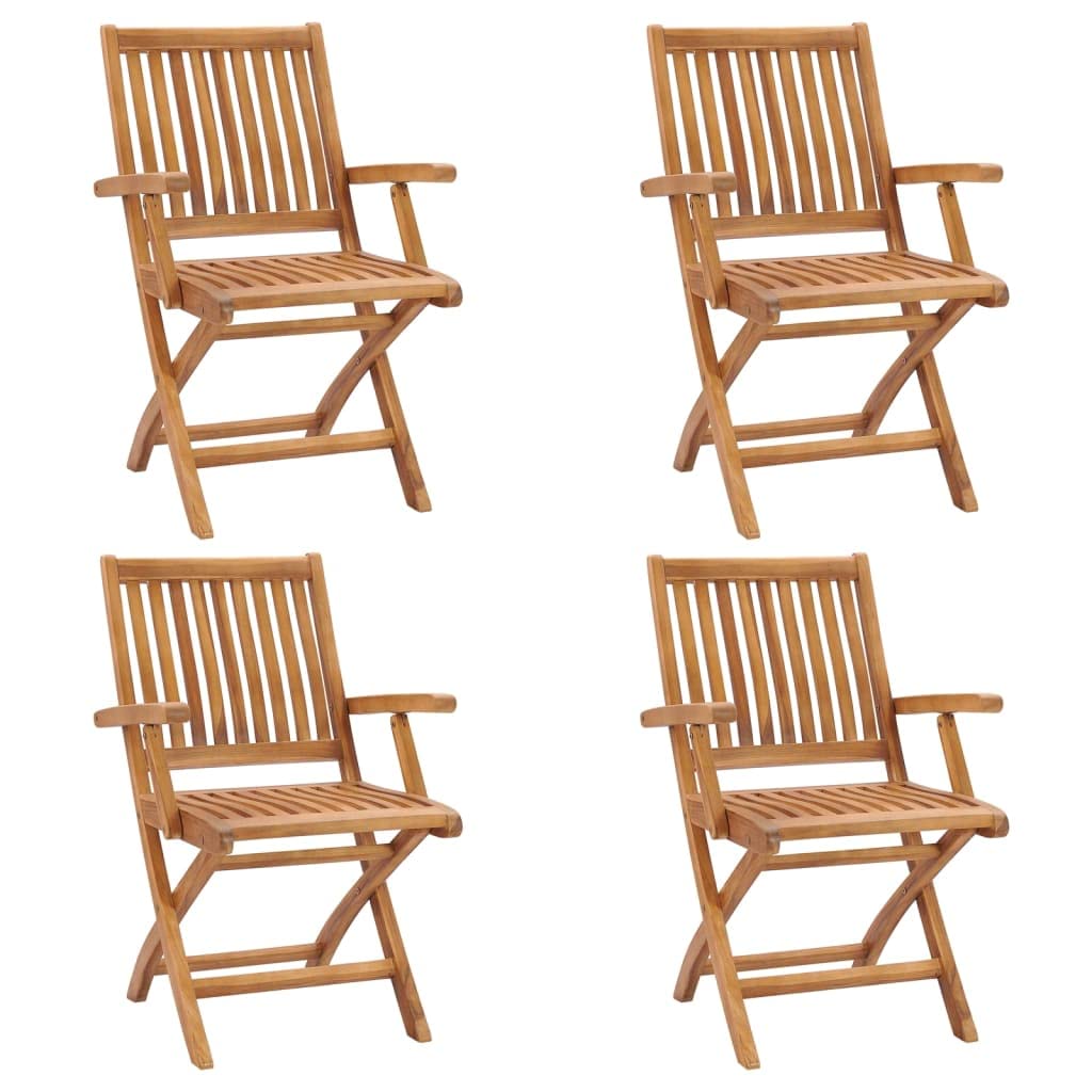 vidaXL 4X Solid Teak Wood Folding Patio Chairs Garden Outdoor Balcony Backyard Terrace Lounge Dinner Dining Seating Wooden Yard Home Furniture