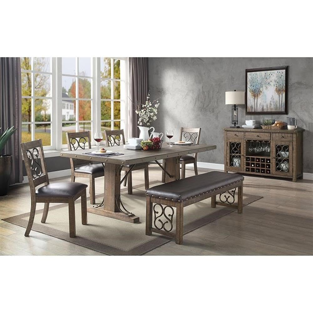 Acme Raphaela Wooden Dining Table in Weathered Cherry