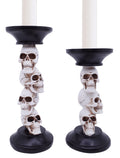 Etistta Halloween Skull Candle Holder for Fireplace Halloween Decorations, 9.5 inch Tall Polyresin Candlestick Holders White Bon