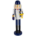 Northlight 14 Blue and White Wooden Hanukkah Nutcracker with Dreidel and Menorah