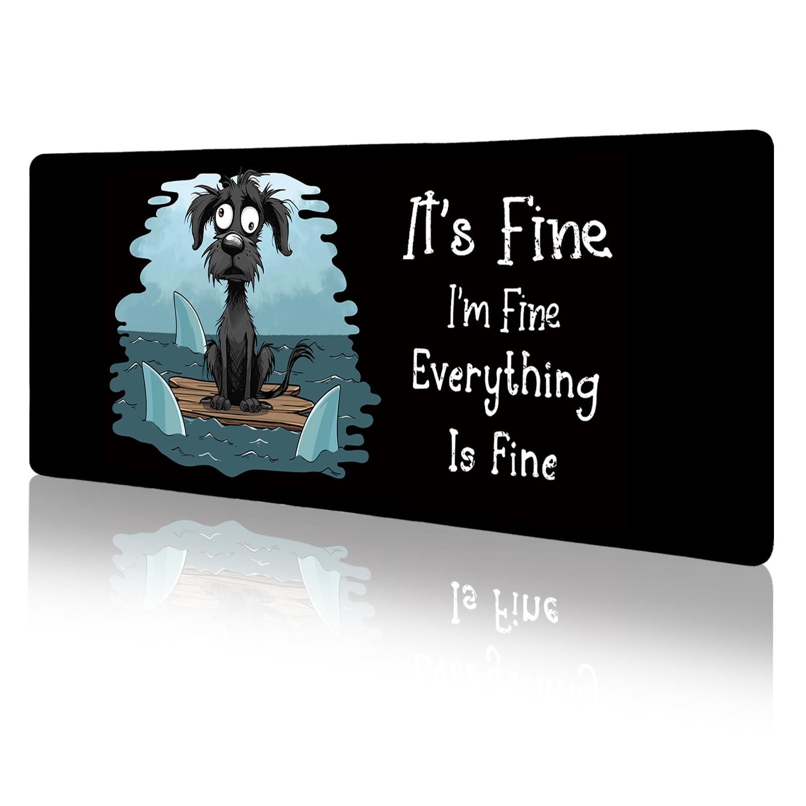 Limkrian Funny Dog Mouse Pad Large Desk Mat, Extra Large Gaming Computer Mousepad With Stitched Edges Non-Slip, It'S Fine Keyboa