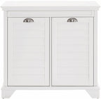 Crosley Furniture Lydia Laundry Hamper with Linen Sorting Bags, Bathroom Storage and Organization, White