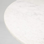 HomeRoots 48' Round White Marble Top with Black Metal Base Dining Table