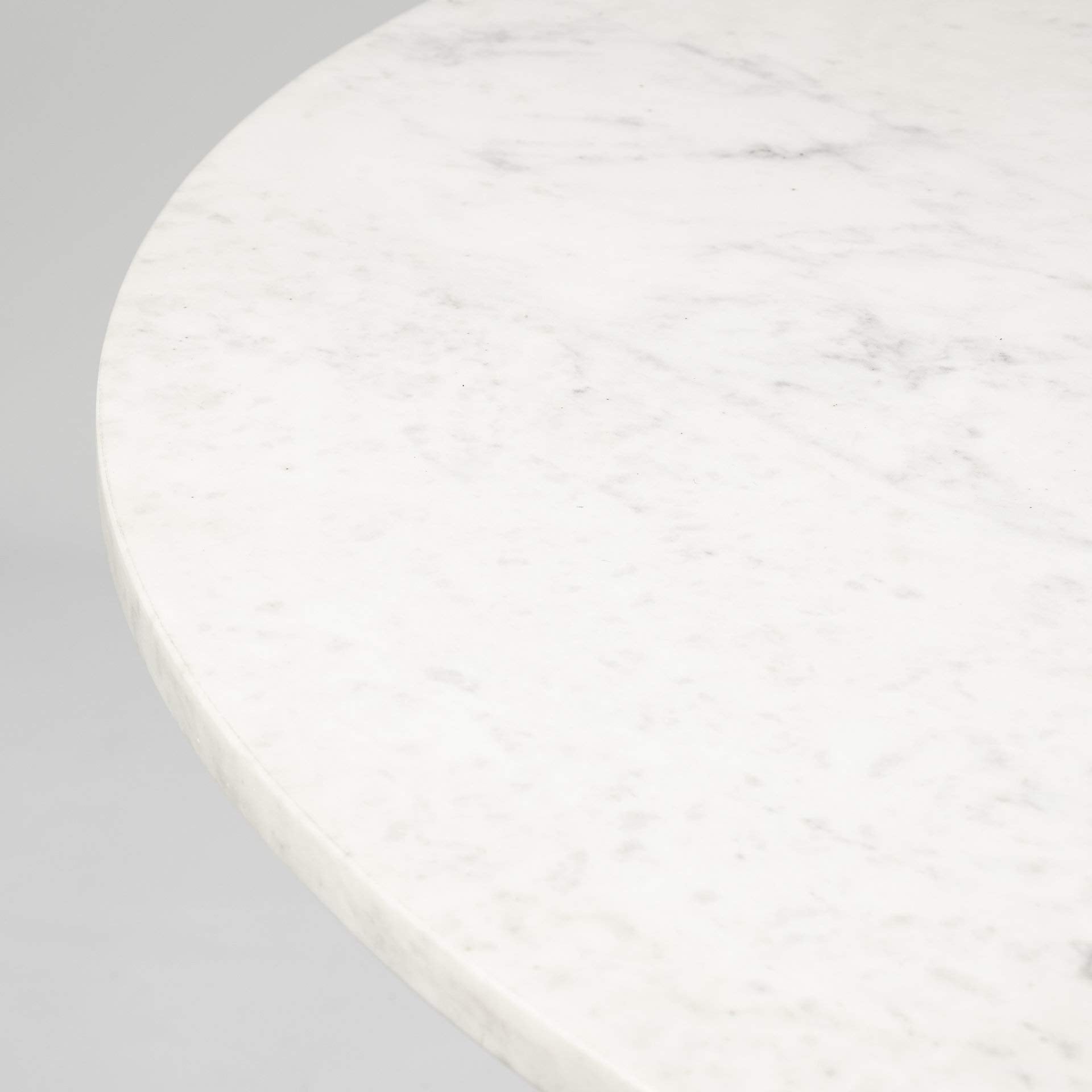 HomeRoots 48' Round White Marble Top with Black Metal Base Dining Table
