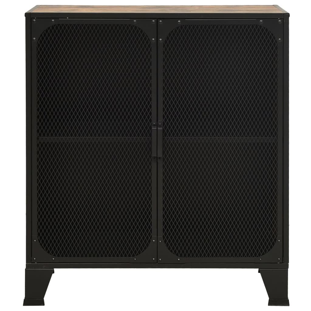 vidaXL Rustic Brown Storage Cabinet - Strong Metal and MDF Construction, Double Mesh Doors, Easy to Clean, Ample Space for Books, DVDs and More, Ideal for Living Room or Bedroom
