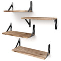 YGEOMER Floating Shelves for Wall, Light Carbonized Brown Wall Shelves Different Sizes, Wall Mounted Wood Shelf for Living Room,