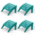 Greenvines Adirondack-Ottoman | Folding | Set Of 4 | Hdpe Plastic | Outdoor Footrest | All Weather | Foot Rest | Foot Stool | Aqua | For Adirondack Chair | For Patio Backyard Pool