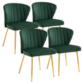 Anour Velvet Dining Chiars Set Of 4,Modern Kitchen Chairs,Upholstered Side Chair With Golden Metal Legs,Small Accent Chairs For