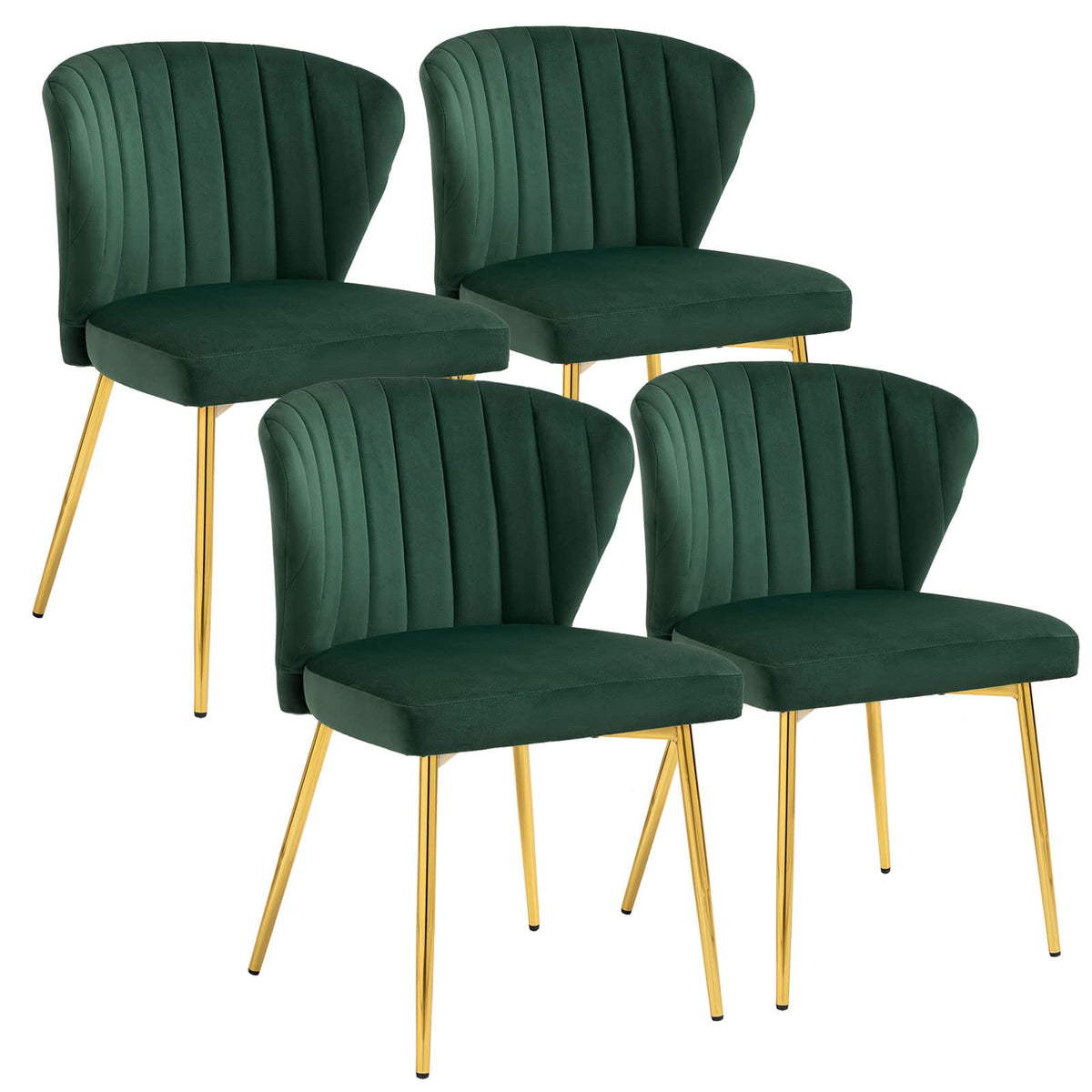 Anour Velvet Dining Chiars Set Of 4,Modern Kitchen Chairs,Upholstered Side Chair With Golden Metal Legs,Small Accent Chairs For