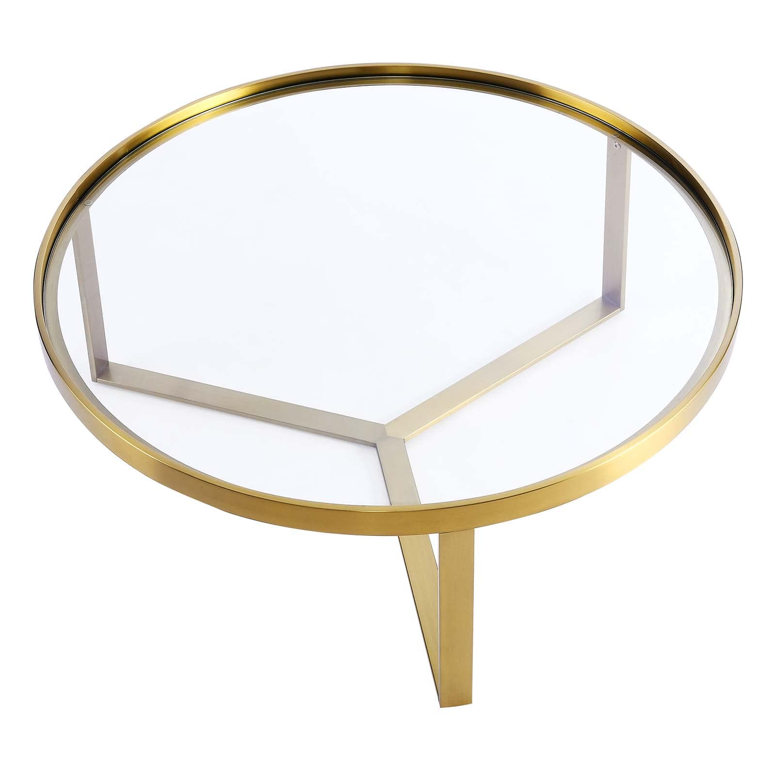 Modway Relay Glass And Metal Accent Side Table, Gold, 35.5 X 35.5 X 13.5