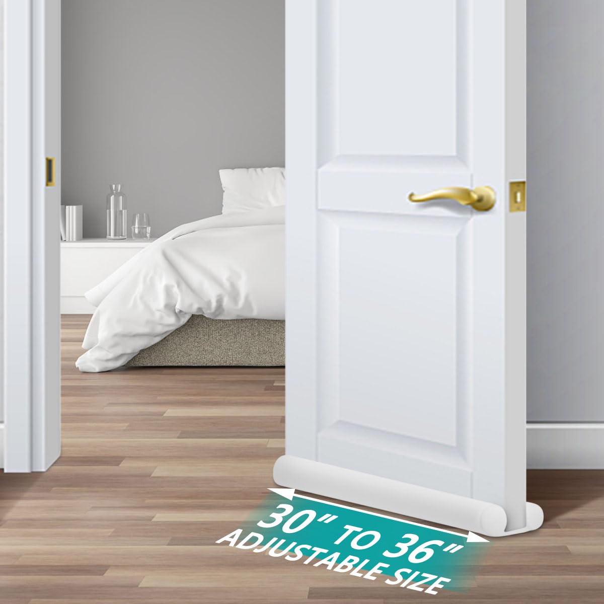 Maxtid Under Door Draft Blocker 36' Door Sealers For Bottom Of Door Seal Strip Block Air Double Door Draft Stopper White Door Sweep Noise Cancelling Weather Seal