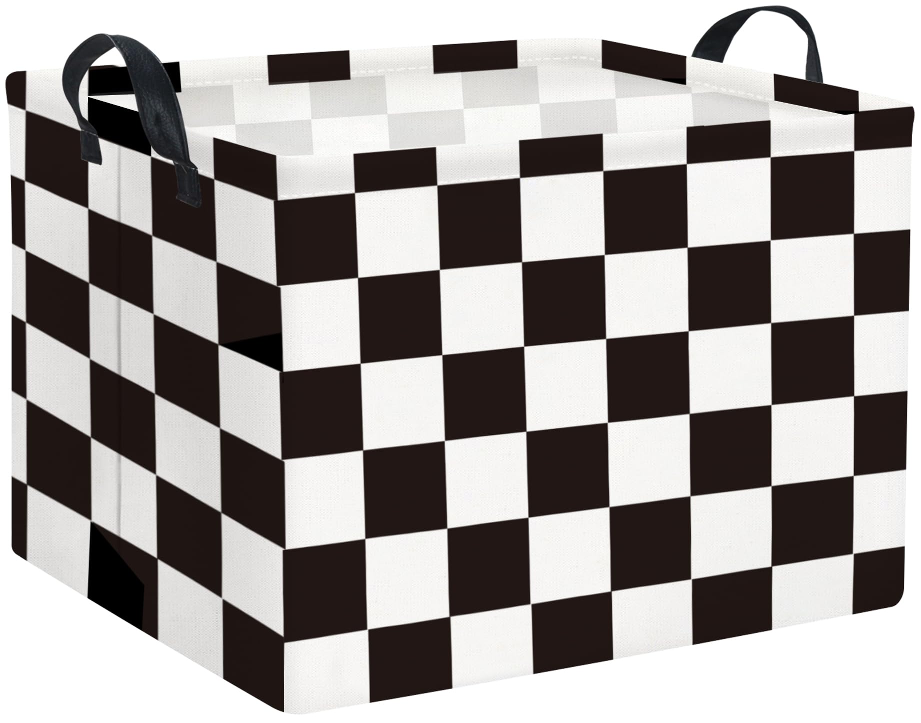 HIYAGON Rectangular Car Basket for Boys Checkered Basket Kids Baby Storage Bin Toy Organizer Box Car Room Decor(Racing Flag)