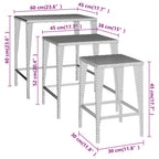 vidaXL Black Poly Rattan Nesting Tables - Weather-Resistant, Easy to Clean, Versatile for Indoor and Outdoor use, with Sturdy Steel Frames