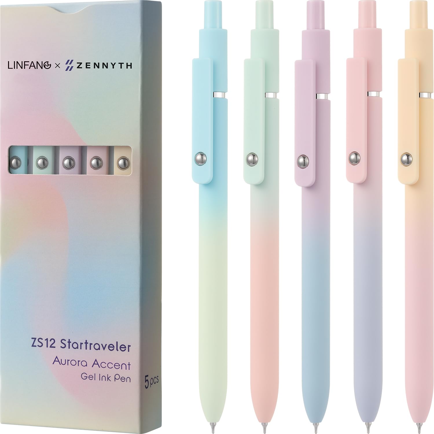 Linfanc Gel Pens 5Pcs Cute Pens Medium Point 0.7Mm Pen Black Ink Pens For Journaling Aesthetic Pens Gel Pens School Supplies Bla