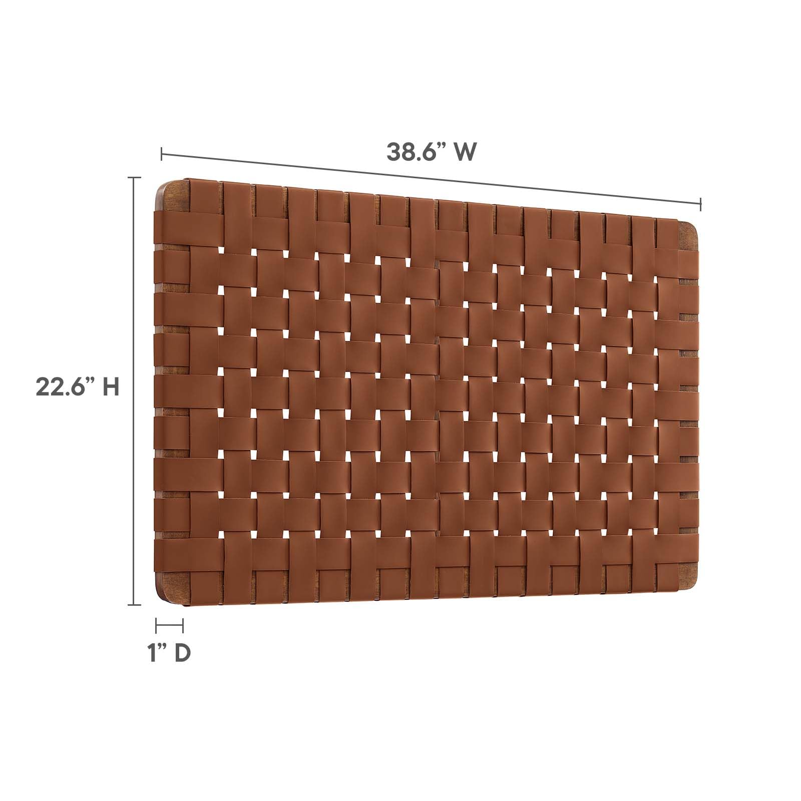 Modway Sparta Vegan Leather Weave Twin Headboard in Walnut Brown, Faux Leather Twin Headboard Only with Wall Mount Design for Children's Bedroom, College Dorm, or Guest Room