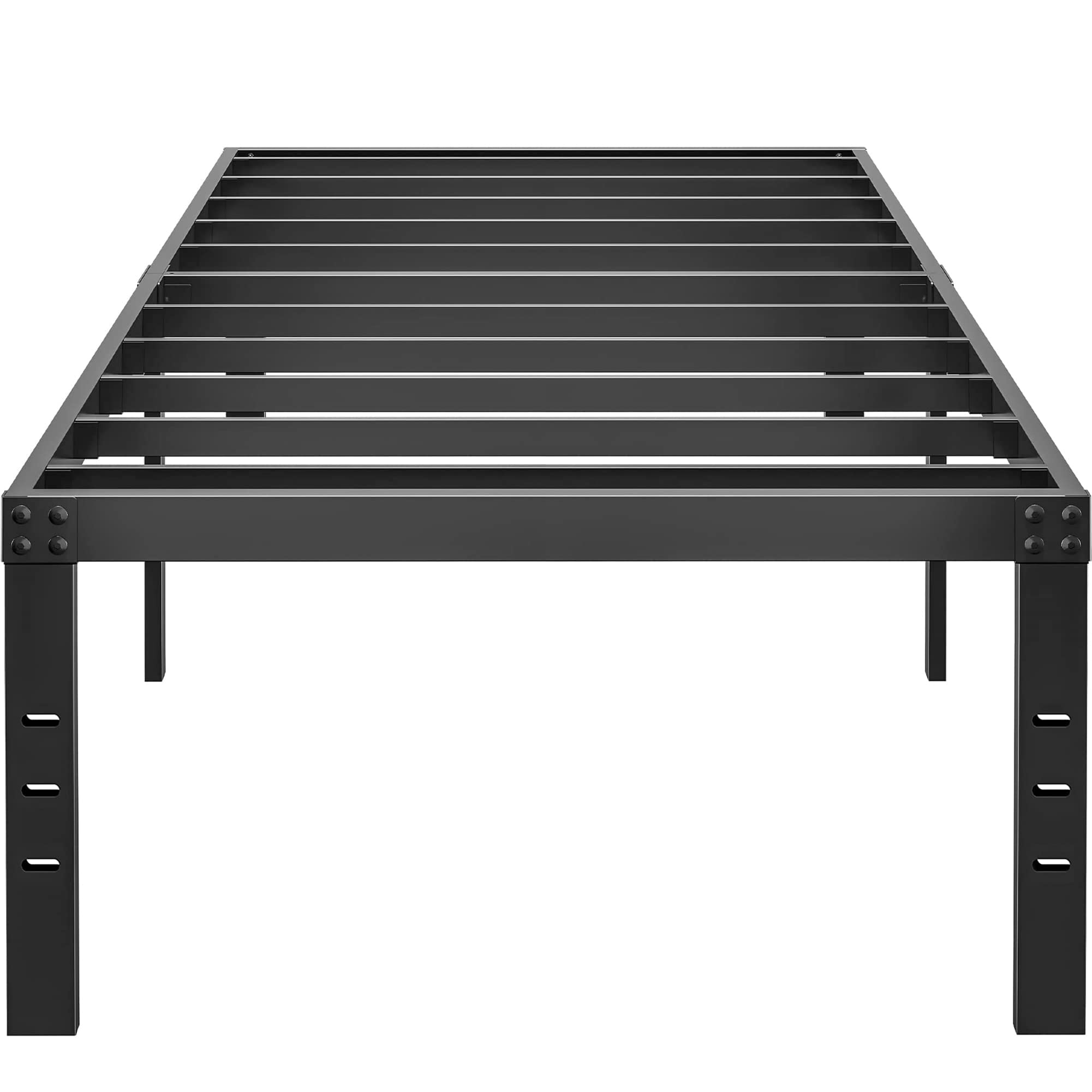 Hobinche 18 Inch Metal Twin Bed Frame No Box Spring Needed - Easy Assembly Heavy Duty Noise Free Narrow Bedframes - Single Black Basic Steel Slats Platform With Storage
