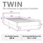 vidaXL Faux Leather Bed Frame Platform Bed, Scandinavian Style/Slats Support/No Box Spring Needed/Without Mattress/Easy Assembly, White Twin Bed