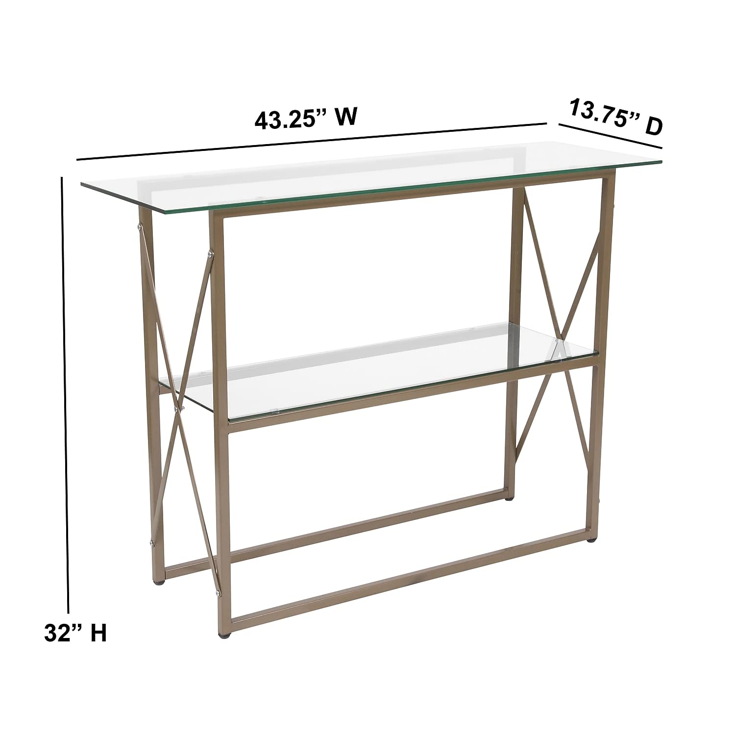 Flash Furniture Mar Vista Collection Glass Console Table With Matte Gold Frame