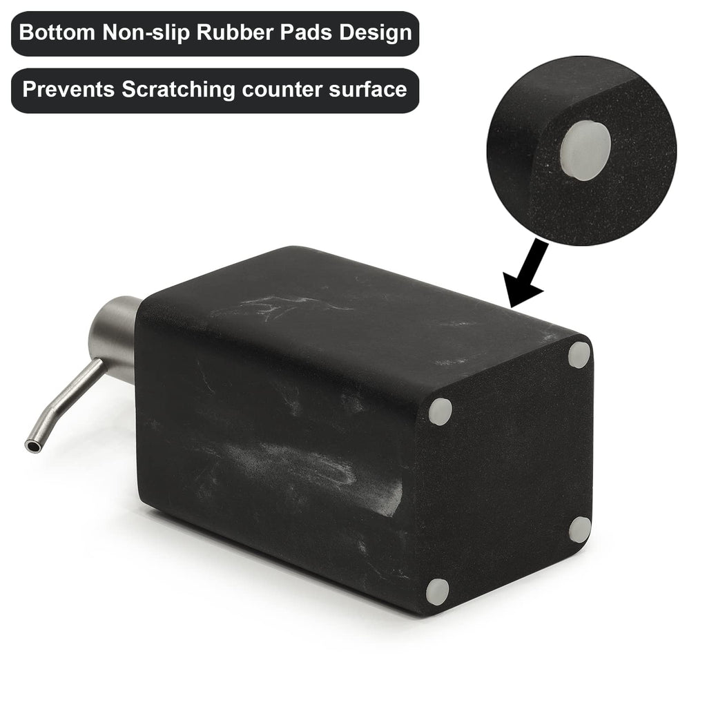 Suanti 2Pcs Hand Soap And Lotion Dispenser Sets For Bathroom Countertop,Black Marble Texture Resin Stone Liqiud Dish Soap Dispen