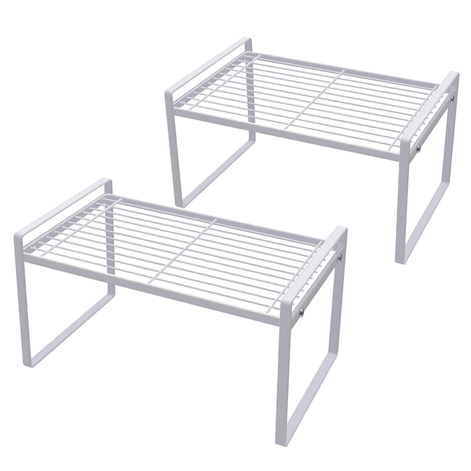 Shantton 2 Pack Kitchen Cabinet Shelf Counter Organizer Rack Pantry Storage Bathroom Bedroom Office Table Desk Space Saving Stee