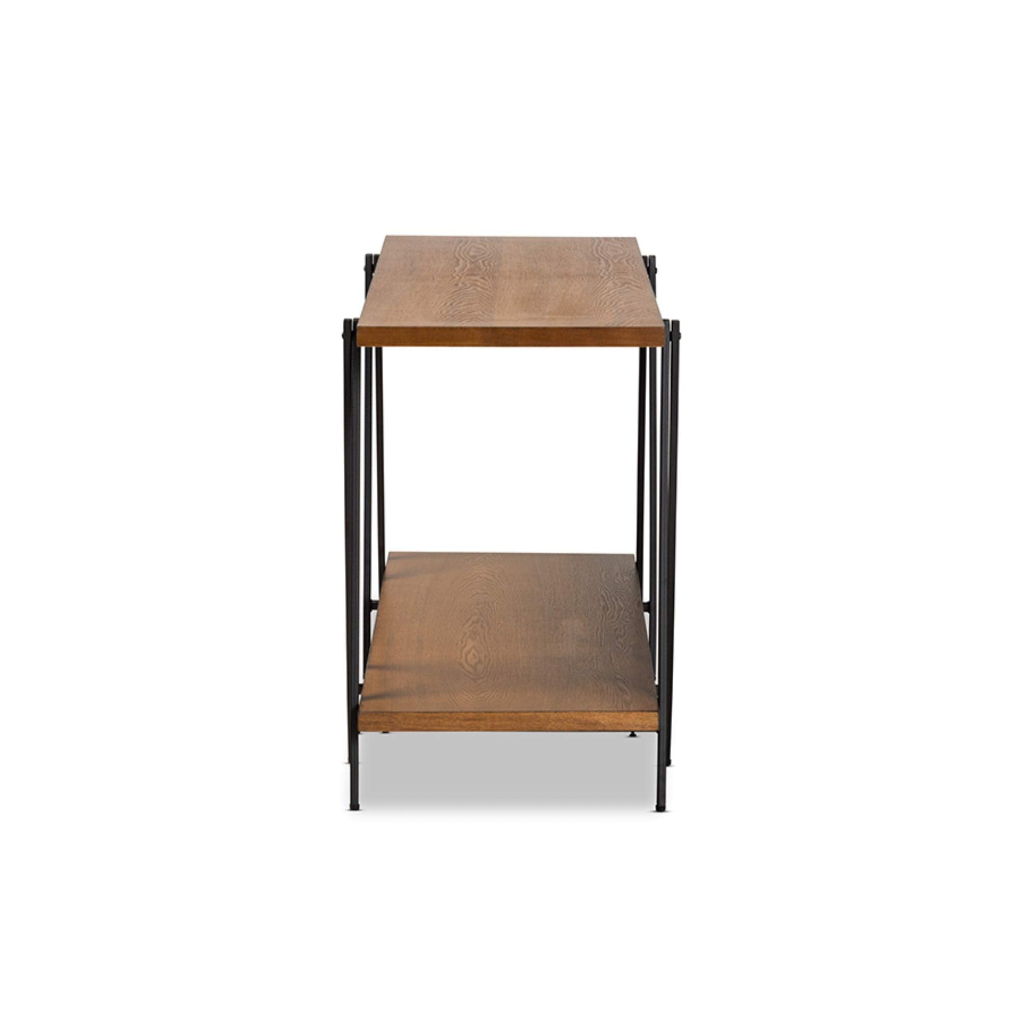 Baxton Studio Britton Rustic Industrial Walnut Finished Wood and Black Finished Metal Console Table