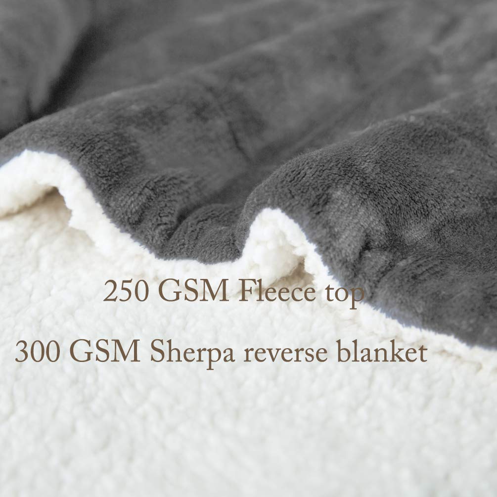Lbro2M Sherpa Blanket Super Soft Fuzzy Plush Warm Cozy Fluffy Throw Reversible Luxurious Blankets (Queen(90X90 Inches), Grey)