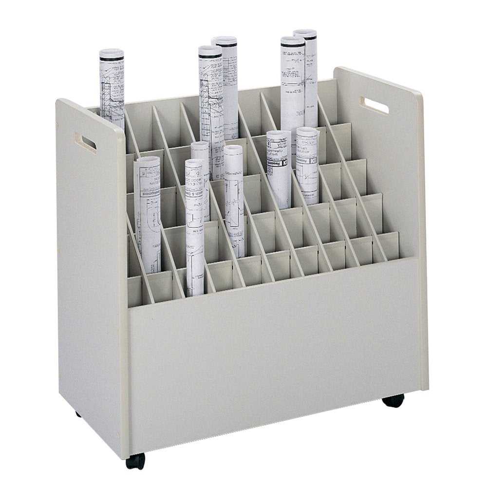 Safco Products 50 Compartment Mobile Roll File Cart-2 3/4'' Squares-Grandstand Design-Organize & Access Easily-Sturdy Material-4