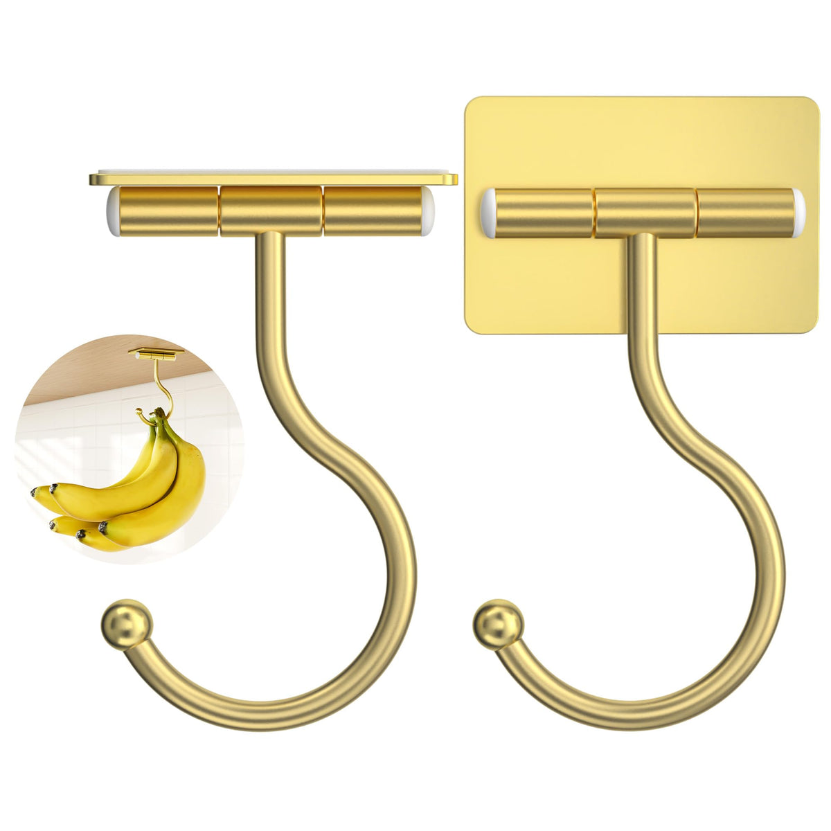 Josmimic 2 Pack Banana Hanger Hook Adhesive Under Cabinet