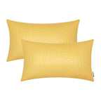 BRAWARM Faux Leather Pillow Covers 12 X 20 Inches, Yellow Leather Pillow Covers Pack of 2, Crocodile Leather Decorative Lumbar T