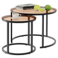 Aboxoo Nesting Coffee Table Set Of 2, Small Round Glass Nesting Tables For Living Room Bedroom, Accent Tea Table With Metal Frame Modern Industrial Simple