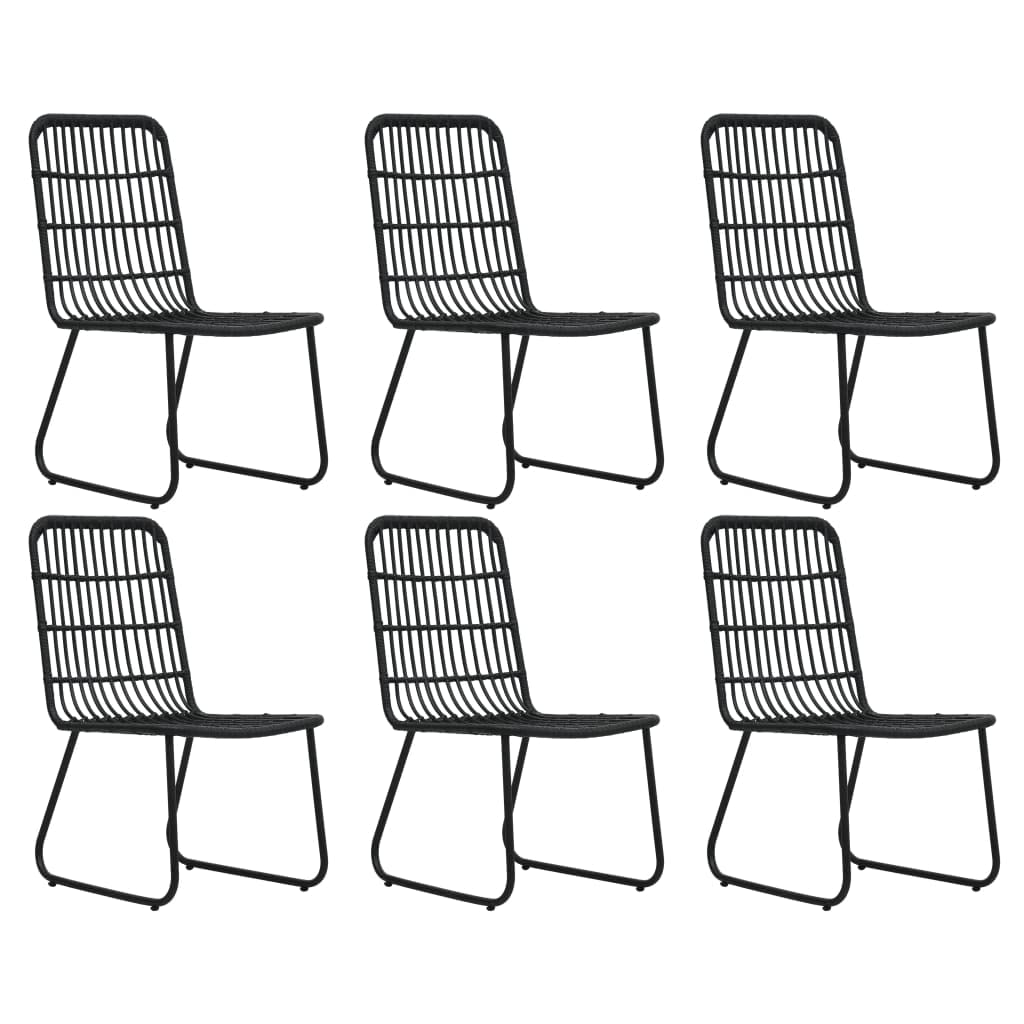 vidaXL 5-Piece Patio Dining Set: Black Poly Rattan, Powder-Coated Steel and Glass, Lightweight Outdoor Furniture, Weather-Resistant Chair Seats