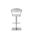 HomeRoots Stainless Steel White Faux Leather and Stainless Adjustable Bar Stool
