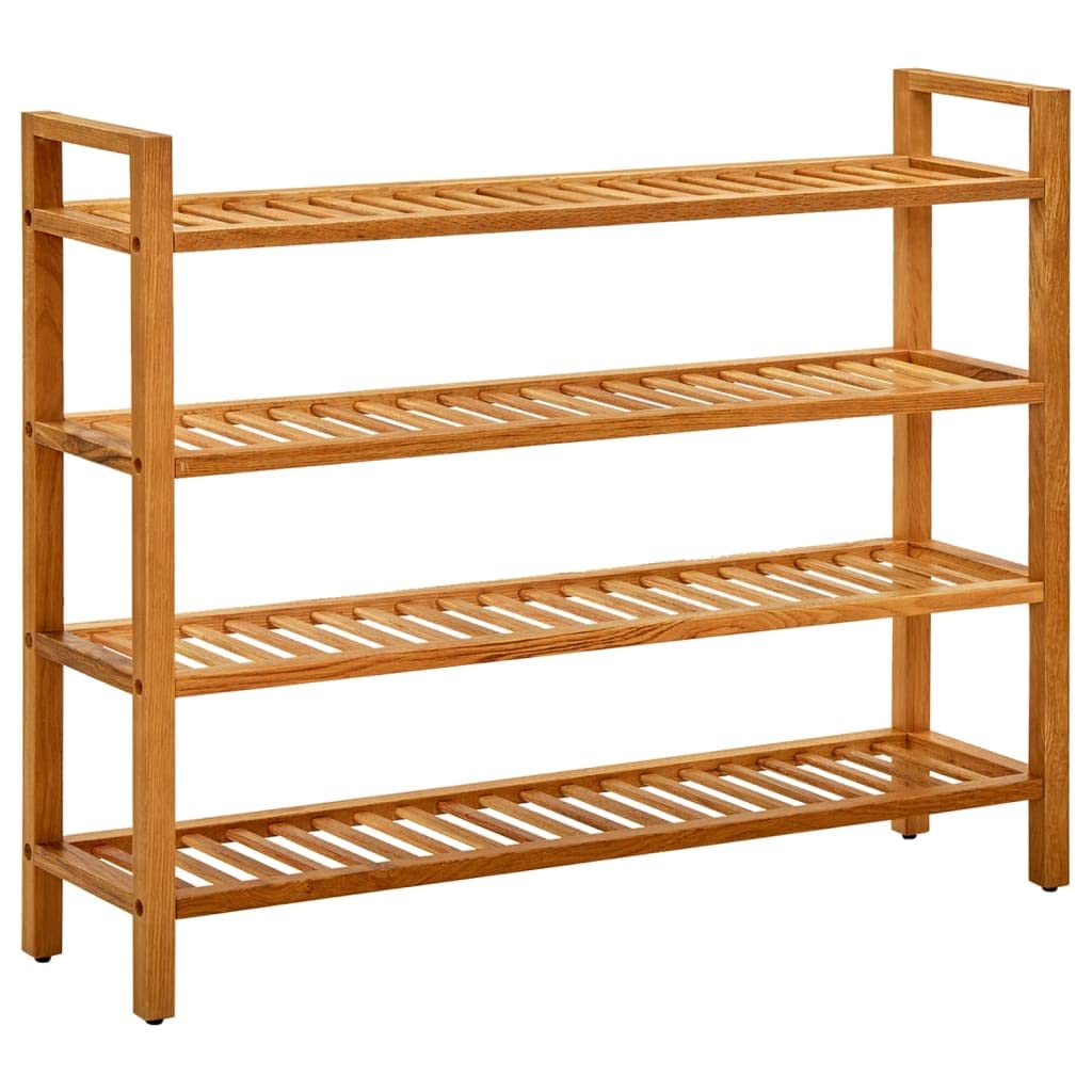 SKM Shoe Rack with 4 Shelves 39.3&quot;x10.6&quot;x31.4&quot; Solid Oak Wood