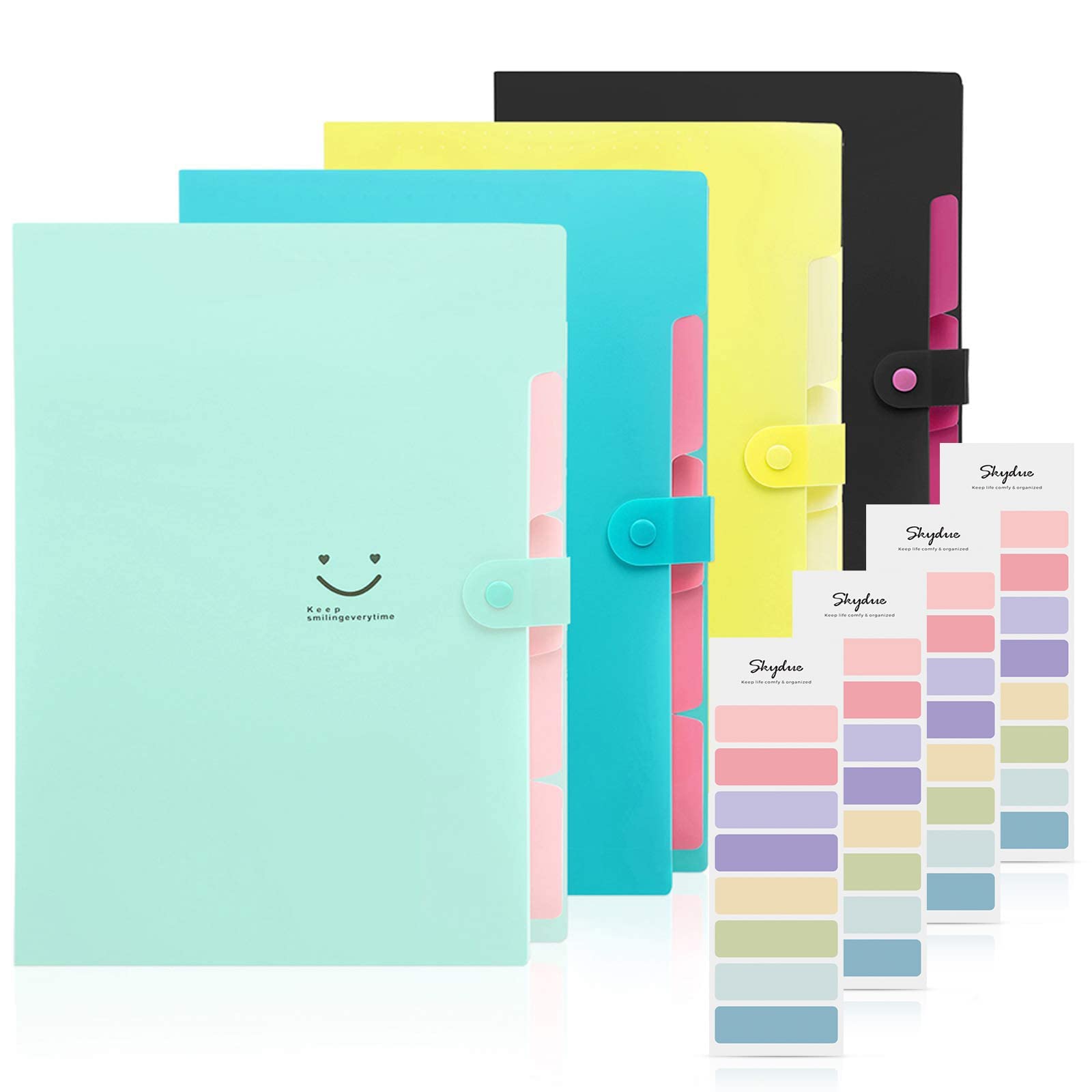 Skydue Expanding File Folder With 32 Labels, 5 Pockets A4 Letter Size Accordion Folder Paper Organizer For School And Office Pac
