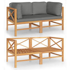 vidaXL 2-Seater Outdoor Sofa with Cushions- Durable Solid Teak Wood Construction, Easy to Maintain, Ideal for Patio, Terrace or Garden - Gray