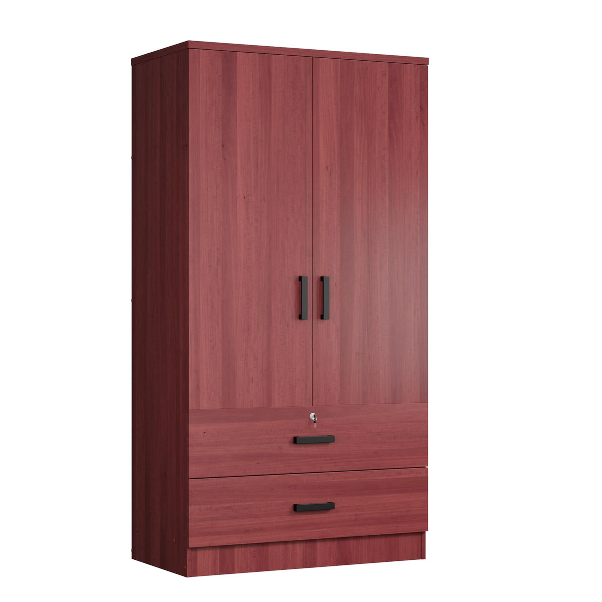 Woodpeckers Furniture And Mattress 2-Door Closet with 2-Drawers (Mahogany)