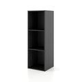 Homes: Inside + Out Apexa 3 Cube Storage Organizer Shelves, Stackable Wood Bookcase Fits Cubby Bins For Organization, Dorm Teen Room Decor & Home Office, Black
