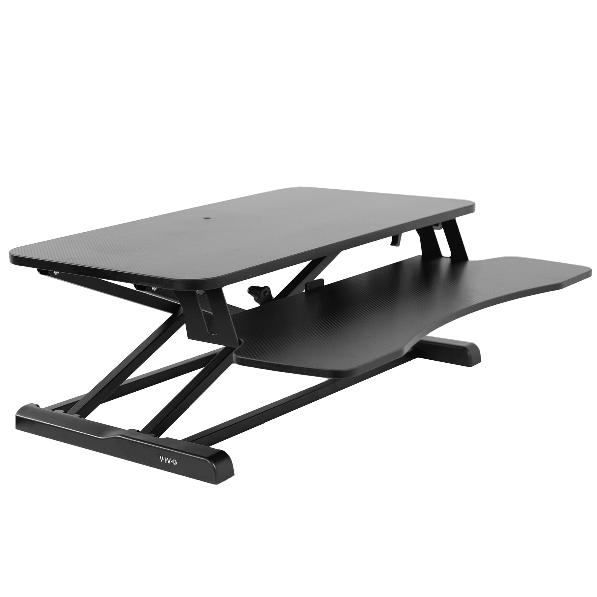 VIVO 32 inch Carbon Fiber Desk Converter, K Series, Height Adjustable Sit to Stand Riser, Dual Monitor and Laptop Workstation wi