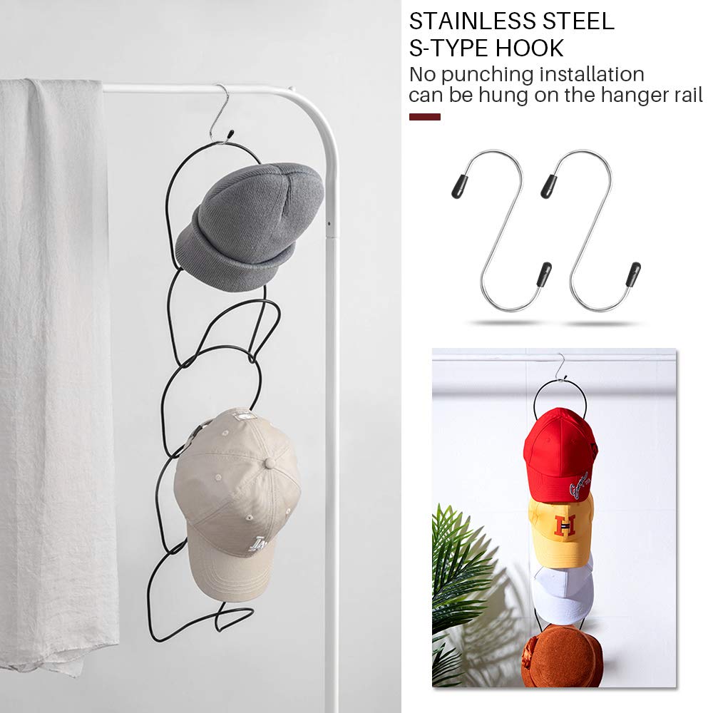 Hat Rack Caps Rack Holder,10 Rings Hat Organizer Cap Holder Organizer (Door Hooks And Sticky Hooks Include),Door/Wall/Clothes Ro