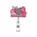 Valentine'S Badge Holder Retractable Clip Leopard Heart Badge Reel Retractable Pink Ribbon Cute Valentines Name Tag Acrylic Alli