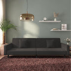 vidaXL 2-Seater Sofa Bed with Pillows - Convertible Couch & Sleeper in Black Velvet, Modern Design, Versatile for Home & Office