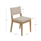 Nathan James Linus Modern Upholstered Dining Chair With Solid Rubberwood Legs In A Wire-Brushed Light Brown Finish, Natural Flax/Brown