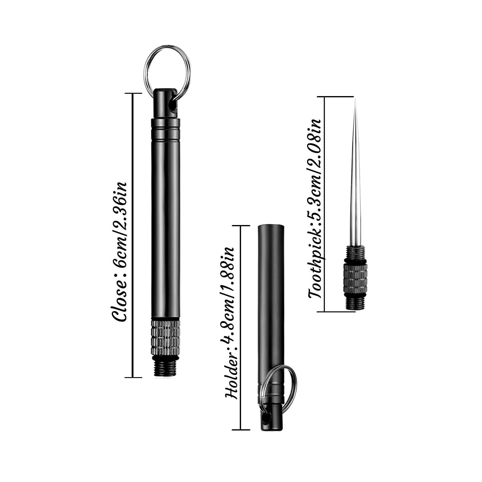 6 Pieces Metal Titanium Toothpicks, Portable Reusable Pocket Toothpicks With Stainless Steel Toothpick Holder, Multifunctional M